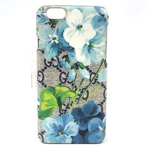 GUCCI Beige Blue Floral GG Monogram Logo Apple IPhone6 Phone Case NEW